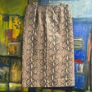 Genuine snake skin leather pencil skirt midi length size 6